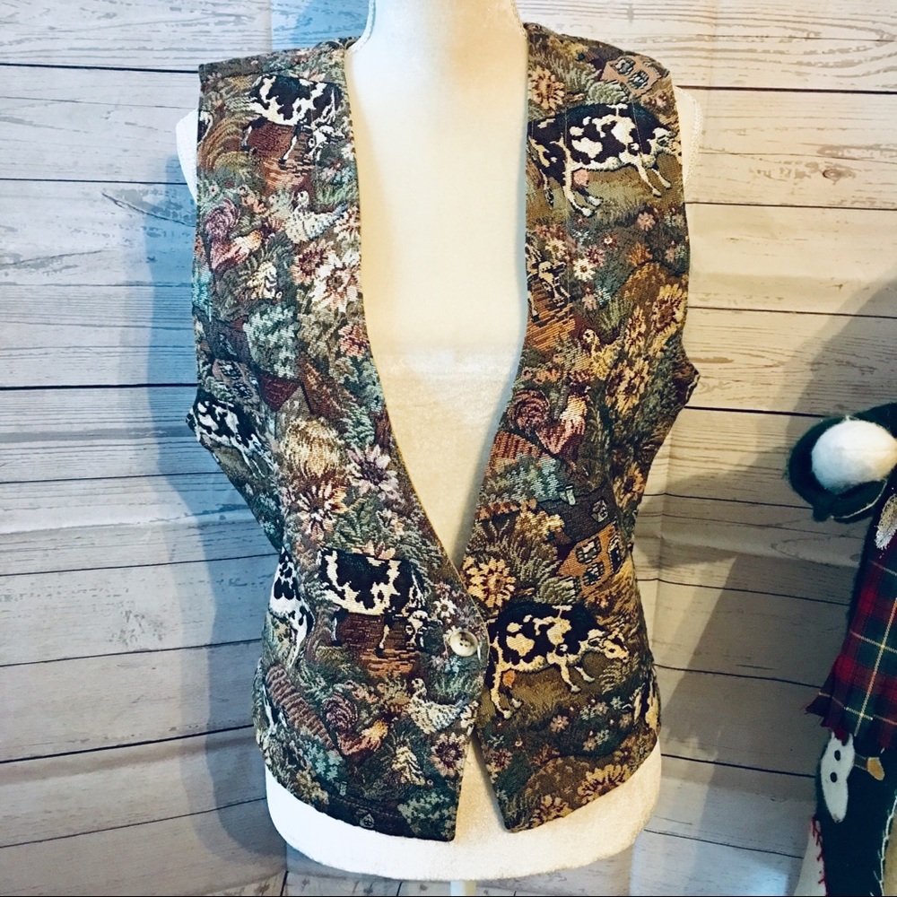 VINTAGE One Of A Kind Orvis Cow Blanket Vest  L